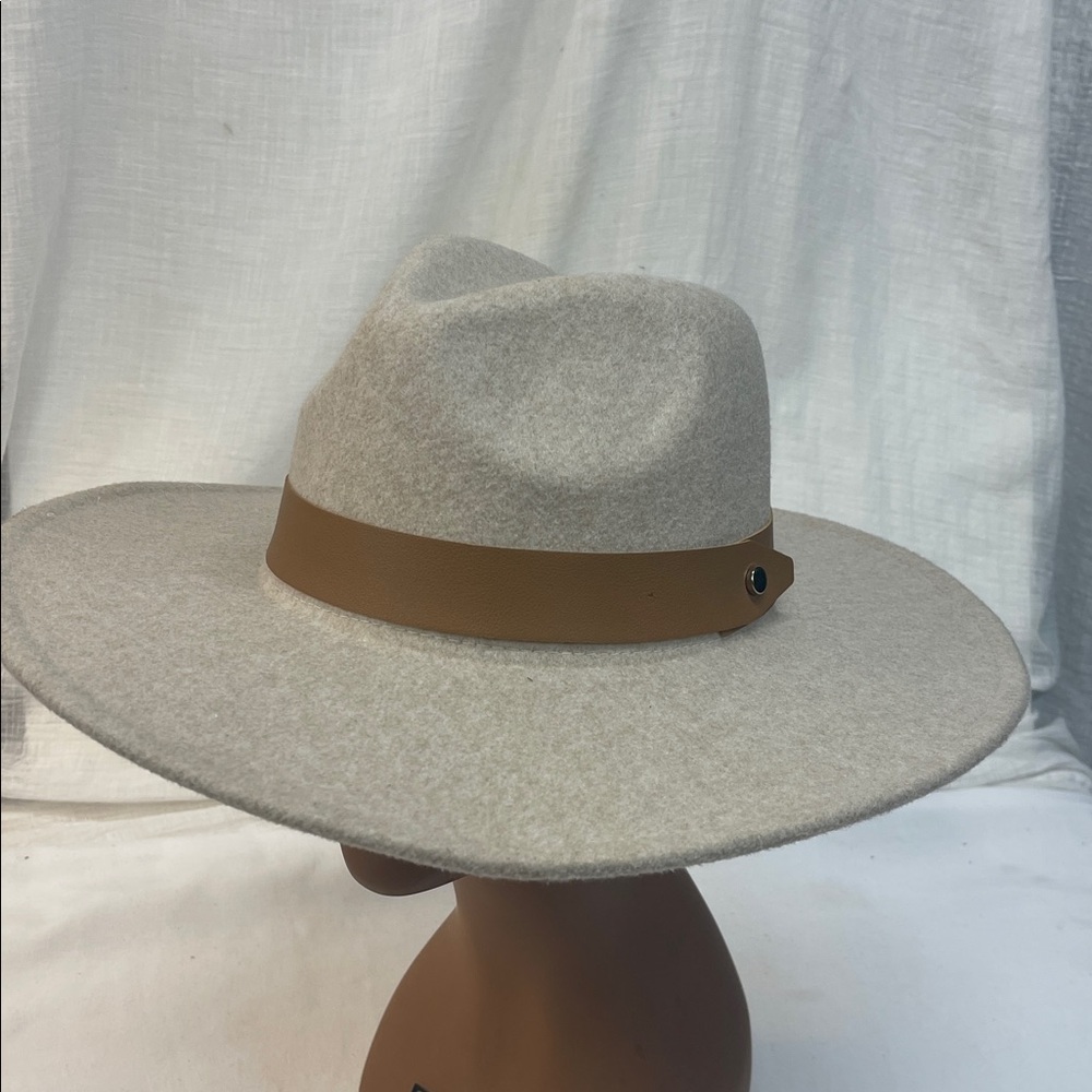 Source Unknown Cream and Tan Wide-Brim Hat
